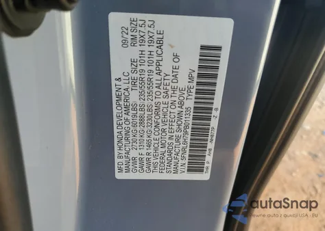 2023 Honda Odyssey Sport-L from USA, damaged, VIN 5FNRL6H79PB011335
